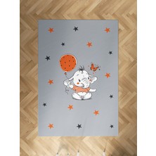 Mekta Home Bebek ve Çocuk Odası Turncu Filli Balon Desenli Halı