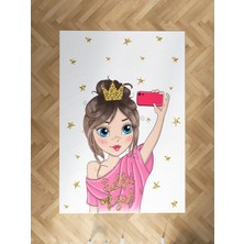 Mekta Home Bebek ve Çocuk Odası Selfie Yapan Prenses Kız Desenli Halı