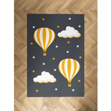 Mekta Home Bebek ve Çocuk Odası Uçan Balon ve Bulut Desenli Gri Halı