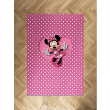 Mekta Home Bebek ve Çocuk Odası Büyük Kalpli Minnie Mause Desenli Halı