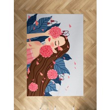 Mekta Home Bebek ve Çocuk Odası Çiçekli Prenses Kız Desenli Halı