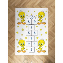 Mekta Home Bebek ve Çocuk Odası Seksekli Sarı Yıldız Desenli Halı