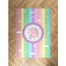 Mekta Home Bebek ve Çocuk Odası Renkli Unicorn Desenli Halı