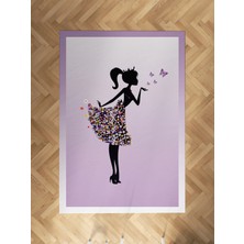 Mekta Home Bebek ve Çocuk Odası Kelebekli Prenses Desenli Halı