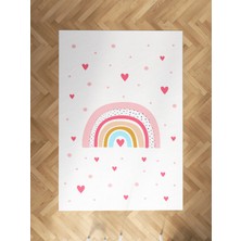 Mekta Home Bebek ve Çocuk Odası Gökkuşağı ve Kalp Desenli Halı