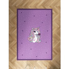 Mekta Home Bebek ve Çocuk Odası Mor Unicorn Desenli Halı