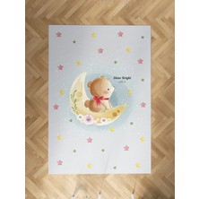 Mekta Home Bebek ve Çocuk Odası Ay ve Ayı Desenli Halı