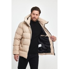 The Jojo Design Yoğun Elyaf Dolum Kapüşonlu Casual Kalın Kışlık Erkek Mont
