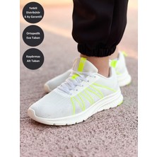 Peak Running Kadın Beyaz Kaymaz Taban Ortopedik Nefes Alabilen Garantili Rahat Hafif Günlük Sneaker Yürüyüş Koşu Spor Ayakkabısı EW02888H