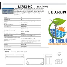 Lexron 12V 160 Ah Solar Jel Akü - 12 Volt 160 Amper Solar Jel Akü