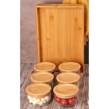 Bambum Duo 300ML 6'lı Tepsili Bambu Kapaklı Cam Kahvaltılık