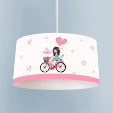 Mekta Home Bebek ve Çocuk Odası Bisikletli Kız ve Kalpli Balon Desenli Avize