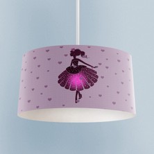 Mekta Home Bebek ve Çocuk Odası Çizgili Kalpli Prenses Kız Desenli Avize