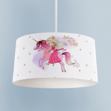 Mekta Home Bebek ve Çocuk Odası Unicorn Üzerinde Prenses Kız Desenli Avize