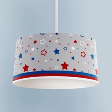 Mekta Home Bebek ve Çocuk Odası Mavi Kırmızı Yıldız Desenli Avize