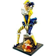 Wise Unicorn Sarı Lacivert Joker Kadın Biblo | Sirk Temalı Dekorasyon Objeleri | Ofis Masa Süsleri