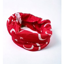 Als Accessories Kırmızı Renk Ay ve Yıldız Detaylı %100KOTON Boyunluk, Bandana, Baff