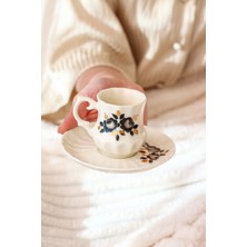 Nady Studio Halfeti 2li Fincan Set El Yapımı Porselen Siyah Gül Çizimli 24 Ayar Altın Işlemeli Handmade Çeyiz Özelgün