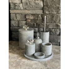 Polen Stone Gri 7'li Banyo Seti Gümüş Mercan Aksesuarlı