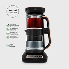 Karaca Çaysever Robotea Pro 4 In1 Konuşan Çay Makinesi Su Isıtıcı Filtre Kahve Makinesi Black Copper