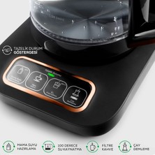 Karaca Çaysever Robotea Pro 4 In1 Konuşan Çay Makinesi Su Isıtıcı Filtre Kahve Makinesi Black Copper