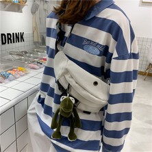 Qisem Harajuku Iş Giysisi Göğüs Çantası-Beyaz Kurbağa Kolye (Yurt Dışından)