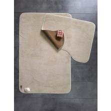 Bonny Home Ultrasoft Düz Vizon 2'li Banyo Halısı Paspası Seti Kaymaz Taban Makinede Yıkanabilir Klozet Takımı
