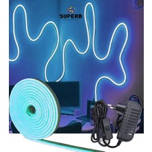 Burul Neon Led Işık Buz Mavi Butonlu Şerit Led Seti 5 Metre