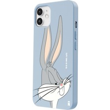 Casen iPhone 12 Silikon Bugs Bunny Tavşan Çizgi Film Tasarımlı Mavi Renkli Telefon Kılıfı