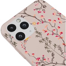 Casen iPhone 11 Pro Silikon Özel Tasarım Çiçekli Zarif Pudra Pembe Renkli Telefon Kılıfı