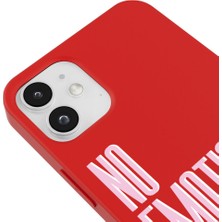 Casen iPhone 12 Mini Silikon Özel Tasarım Yazılı Duygusuz No Emotions Club Kırmızı Renkli Telefon Kılıfı