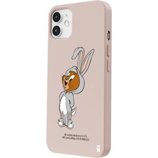 Casen iPhone 12 Mini Silikon Bugs Bunny Kostümlü Jerry Sevimli Pudra Pembe Renkli Telefon Kılıfı