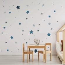 Lizpo Decor Yıldız Etiket 130 Parça Duvar Çıkartması Bebek Odası Için Mavi