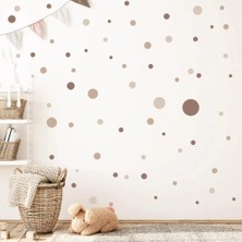 Lizpo Decor Daire Seti 240 Parça Duvar Çıkartması Bebek Odası Için Duvar Sticker Kahverengi - Bej