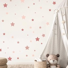 Lizpo Decor Yıldız Etiket 130 Parça Duvar Çıkartması Bebek Odası Için Pembe Set