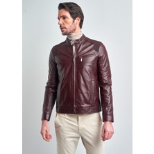 Pierre Cardin Erkek Bordo Basic Kısa Deri Ceket