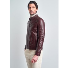 Pierre Cardin Erkek Bordo Basic Kısa Deri Ceket