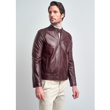 Pierre Cardin Erkek Bordo Basic Kısa Deri Ceket