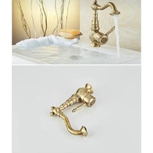İsaoğlu Eskitme Lavabo Bataryası Antik Eskitme Musluk Işlemeli Vintage Lavabo Bataryası