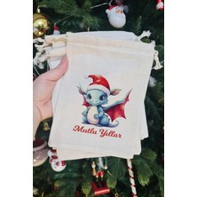 Pekshop Noel Baba Şapkalı Dragon Ejderha Mutlu Yıllar Yazılı Yılbaşı Hediye Kesesi 10LU
