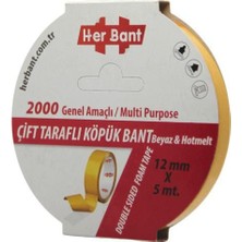 Her Bant Çift Taraflı Köpük Bant 12 mm x 5 mt