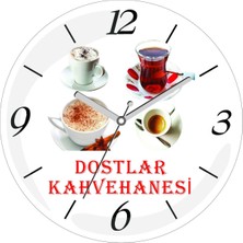 Art Hediye Firmaya Özel Cafe Kahve Çay Kahvehane Çap 30CM Sessiz Akar Bombeli Gerçek Cam Duvar Saati
