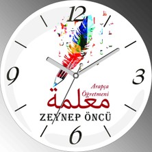 Art Hediye Arapça Öğretmeni Renkli Çap 30CM Sessiz Akar Bombeli Gerçek Cam Duvar Saati