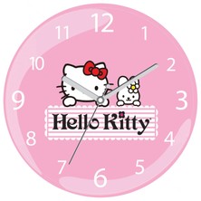 Art Hediye Hello Kitty Anime Çap 30CM Sessiz Akar Bombeli Gerçek Cam Duvar Saati
