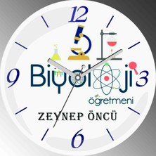 Art Hediye Kişiye Özel Biyoloji Öğretmeni I Çap 30CM  Bombeli Gerçek Cam Duvar Saati