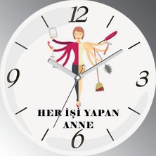 Art Hediye Her Işi Yapan Anne Çap 30CM Sessiz Akar Bombeli Gerçek Cam Duvar Saati