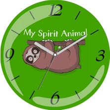 Art Hediye Tembel Hayvan My Spirit Animal Çap 30CM Sessiz Akar Bombeli Gerçek Cam Duvar Saati