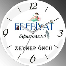 Art Hediye Kişiye Özel Edebiyat Öğretmeni I Çap 30CM  Bombeli Gerçek Cam Duvar Saati