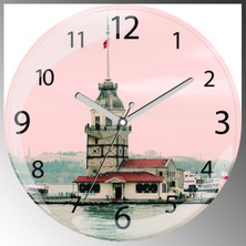 Art Hediye Kız Kulesi Nostalji Çap 30CM Sessiz Akar Bombeli Gerçek Cam Duvar Saati