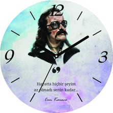 Art Hediye Cem Karaca Hayatta Hiçbir Şeyim Az Olmadı Çap 30CM Sessiz Akar Bombeli Gerçek Cam Duvar Saati